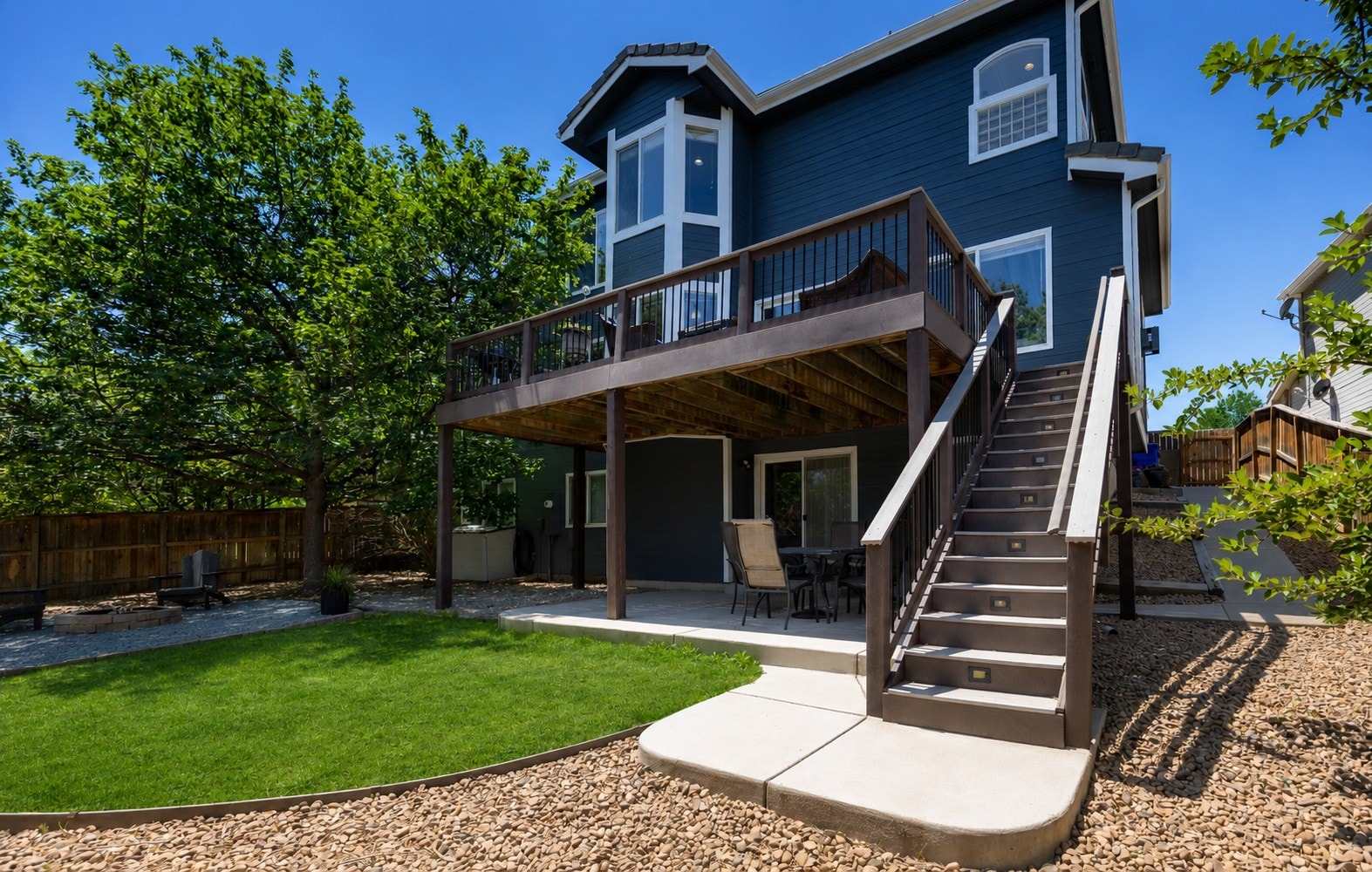 Backyard with green grass