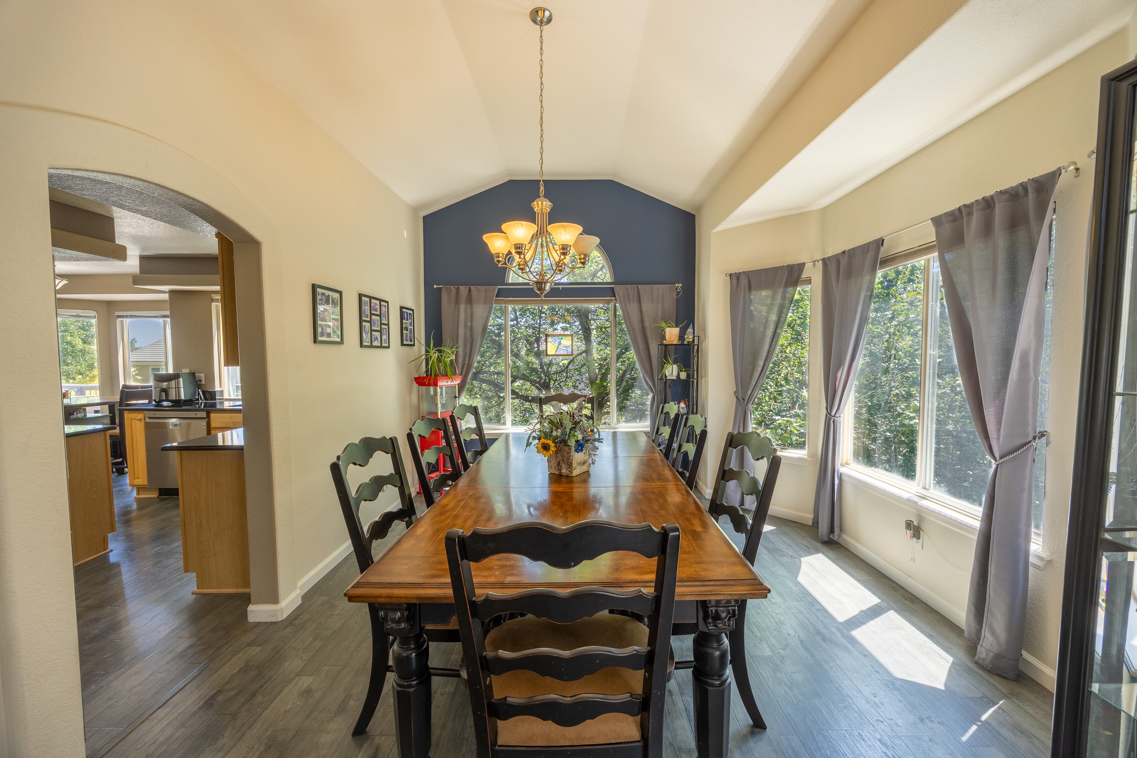 Dining room with chandelier
